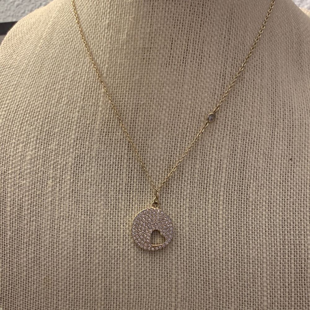 Park Lane Gold Pavé Circle Pendant Necklace with Heart Cutout